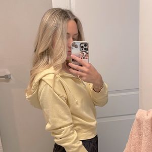 Wilfred Free Pale Yellow Cropped Hoodie